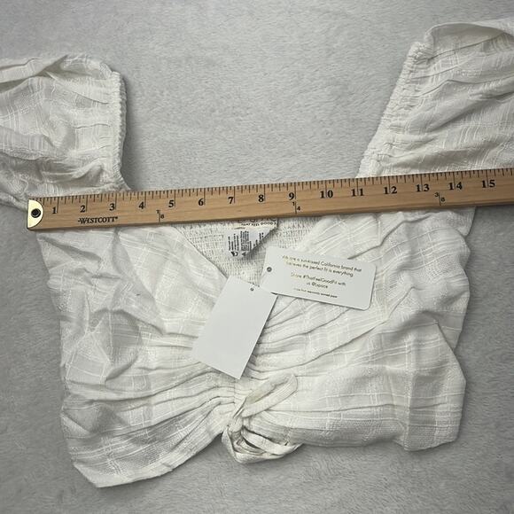 NWT L*Space Farryn‎ Top White Puffy Smocked Crop Top - Picture 12 of 16